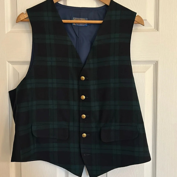 Pendleton Woolen Mills Men’s 3-piece set, vest/pants/cap, navy blue/forest green - Picture 1 of 10